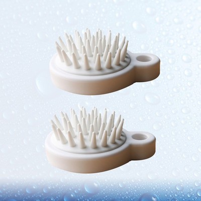 2 Pcs Bathing Hair Washing Scalp Massage Brushes Cleansing Scrubbers White