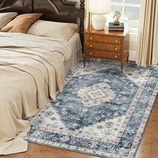 Washable Area Rug, 5'x7' Vintage Indoor Distressed Carpet, Retro Floor Cover ...