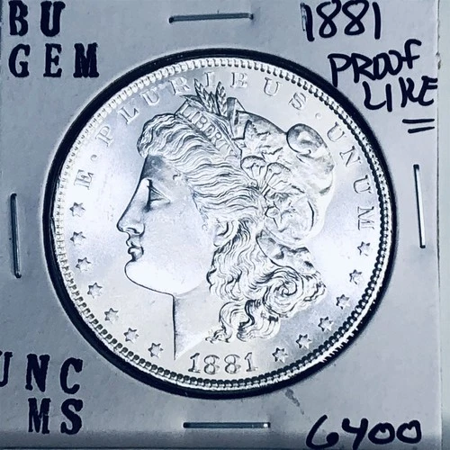 1881 BU GEM MORGAN SILVER DOLLAR UNC MS+++ U.S. MINT RARE COIN 6400