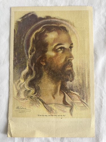 Rara testa di Gesù antica 1935 di Warner Sallman arte religiosa chiesa metodista - Foto 1 di 5