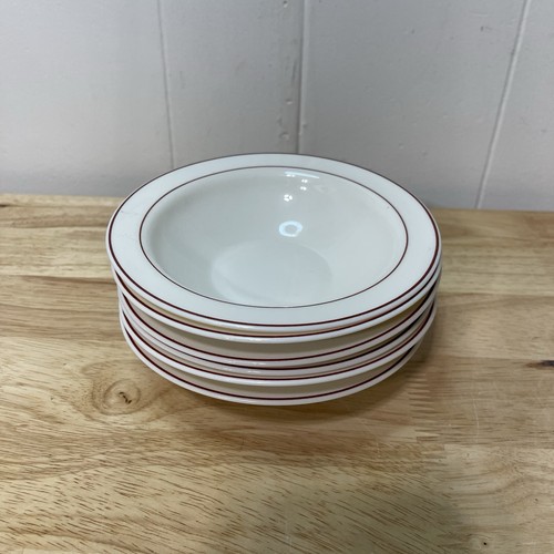 Gastronomie Arcopol France White/Bordeaux Soup/Cereal Bowl Set of 6 - Picture 6 of 10