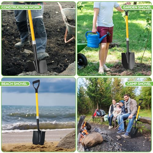 4 Pack Heavy Duty Digging Shovel Long Metal Shovel with Comfortable D Handel, - Picture 8 of 8
