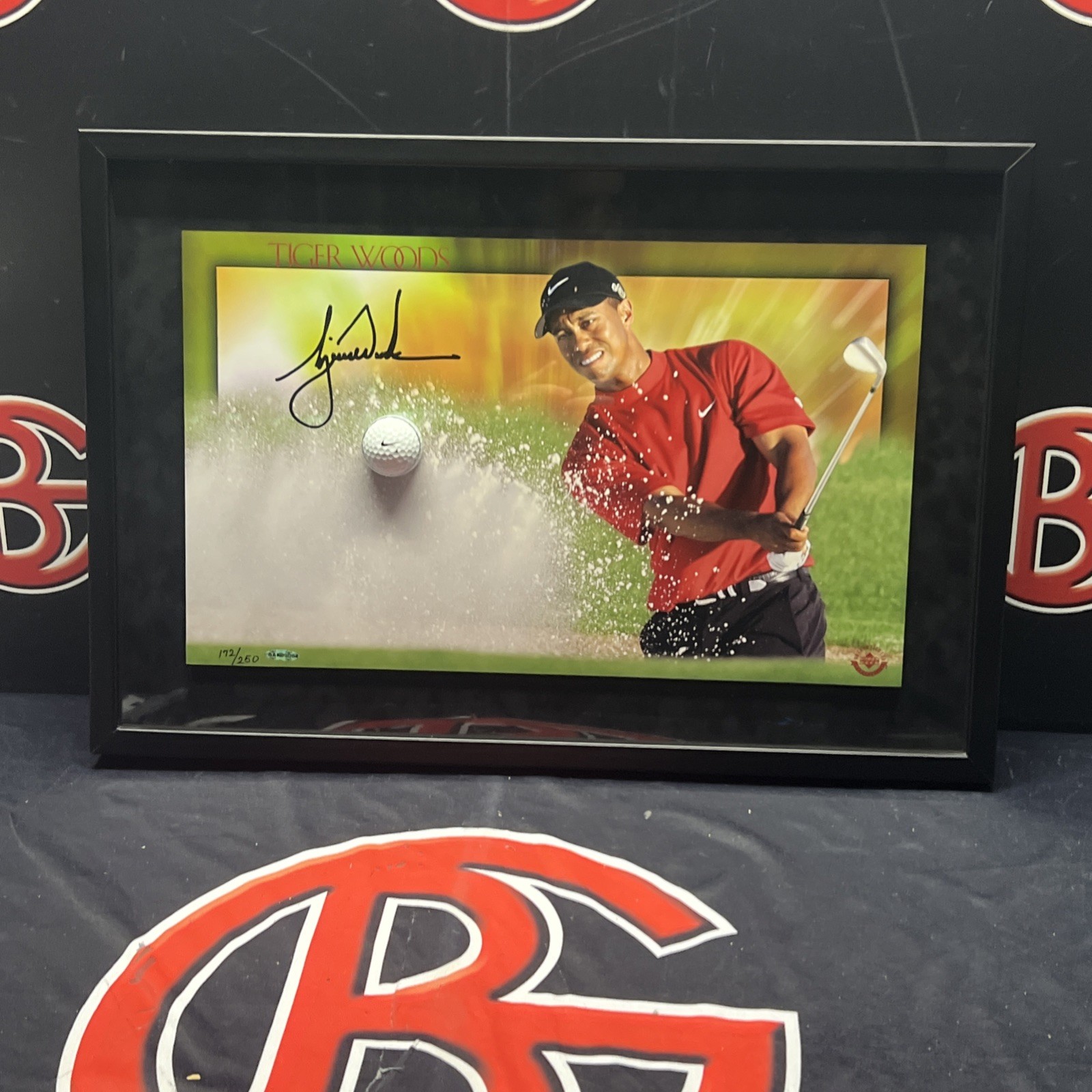 Tiger Woods Autographed Signed Breaking Through Photo 250 Upped Deck UDA 25x17 