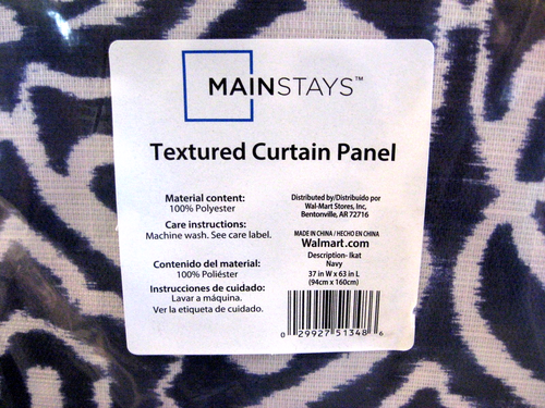 MAINSTAYS Navy Blue LOT/SET 2 TEXTURED CURTAIN PANELS Ikat Tie Dye 37" W x 63" L - Picture 7 of 8