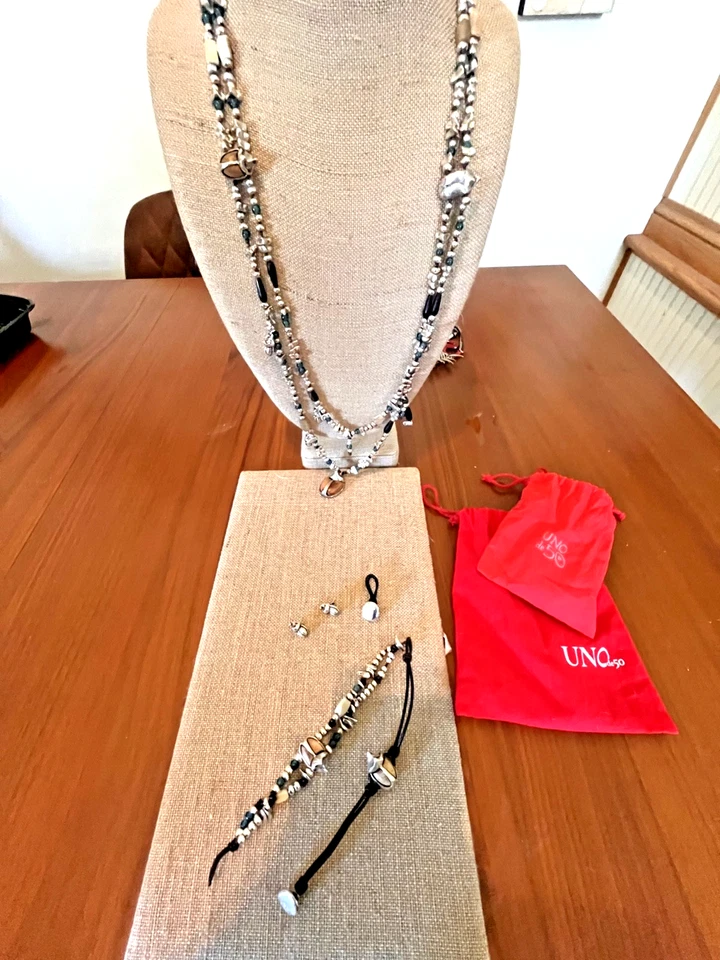 RARO Uno de 50 Conjunto Doble Hilo Escarabajo Escarabajo Escarabajo Collar, 2 Pulseras, Pendientes Foto 2 de 4