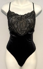 Vintage 1998 NWT Victoria  s Secret Black Velvet Teddy Lingerie Sz Large Lace
