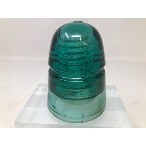 CD 145 Green Aqua BROOKFIELD "B" Antique Glass Telegraph Insulator BEEHIVE - Picture 2 of 6