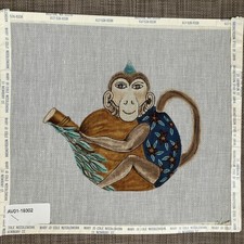 Handpainted Needlepoint Canvas Monkey Hug Must Read Description
