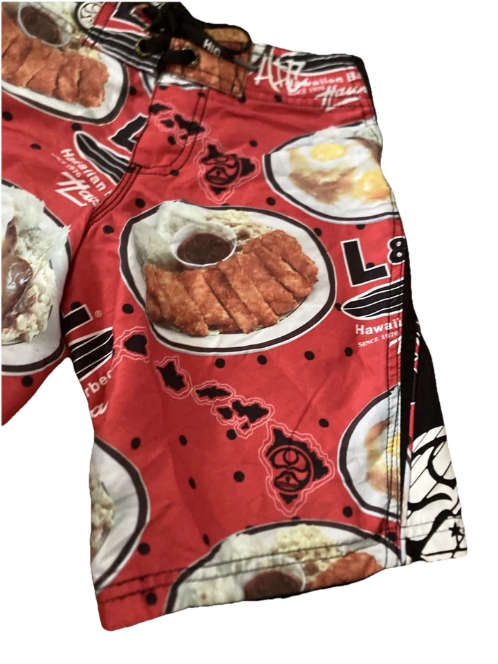 Hawaiian Island Creations *L&L Hawaiian BBQ* Plate Lunch Board Shorts Boys 22 - Image 3 of 4