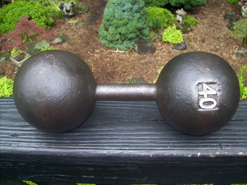 vtg GLOBE DUMBBELL 40lbs. BODYBUILDING York Barbell Strongman FITNESS Grip GYM