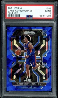 2021-22 Panini Prizm Cade Cunningham Rookie RC #282 Blue Ice Prizm /125 PSA 9