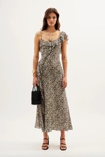 RIXO Ester Silk Midi Dress