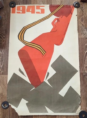 Original vintage antifascism poster 1965 Rare Soviet Union USSR