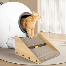 Litter Box Ramp for Elder Cats Kittens, Corrugated Paper Cat Scratcher Post wi