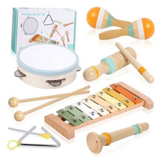 Montessori Wooden Musical Instruments for Babies & Toddlers 1-3 Years