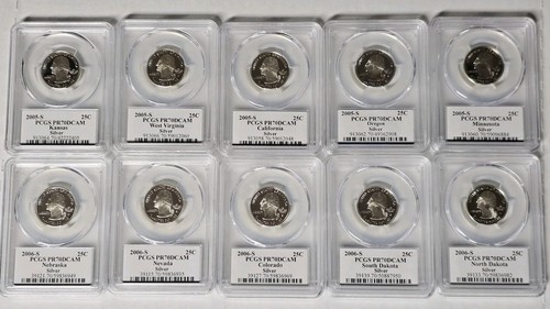 2005-S - 2006-S Silver State Quarter Set ( 5 Coins) PCGS PR70 DCAM-State Flag - Picture 2 of 12