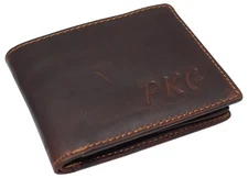 CAZORO Personalized Wallets Name Initials Men's Vintage Leather RFID Blocking...