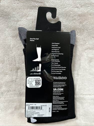 Under Armour UA Team Cushioned OTC Socks Youth Size 13.5K-4.5 Black - Picture 2 of 2