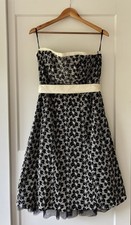 Vintage Principles Strapless Black Cream Lace Dress Boned Bodice A Line AU 14