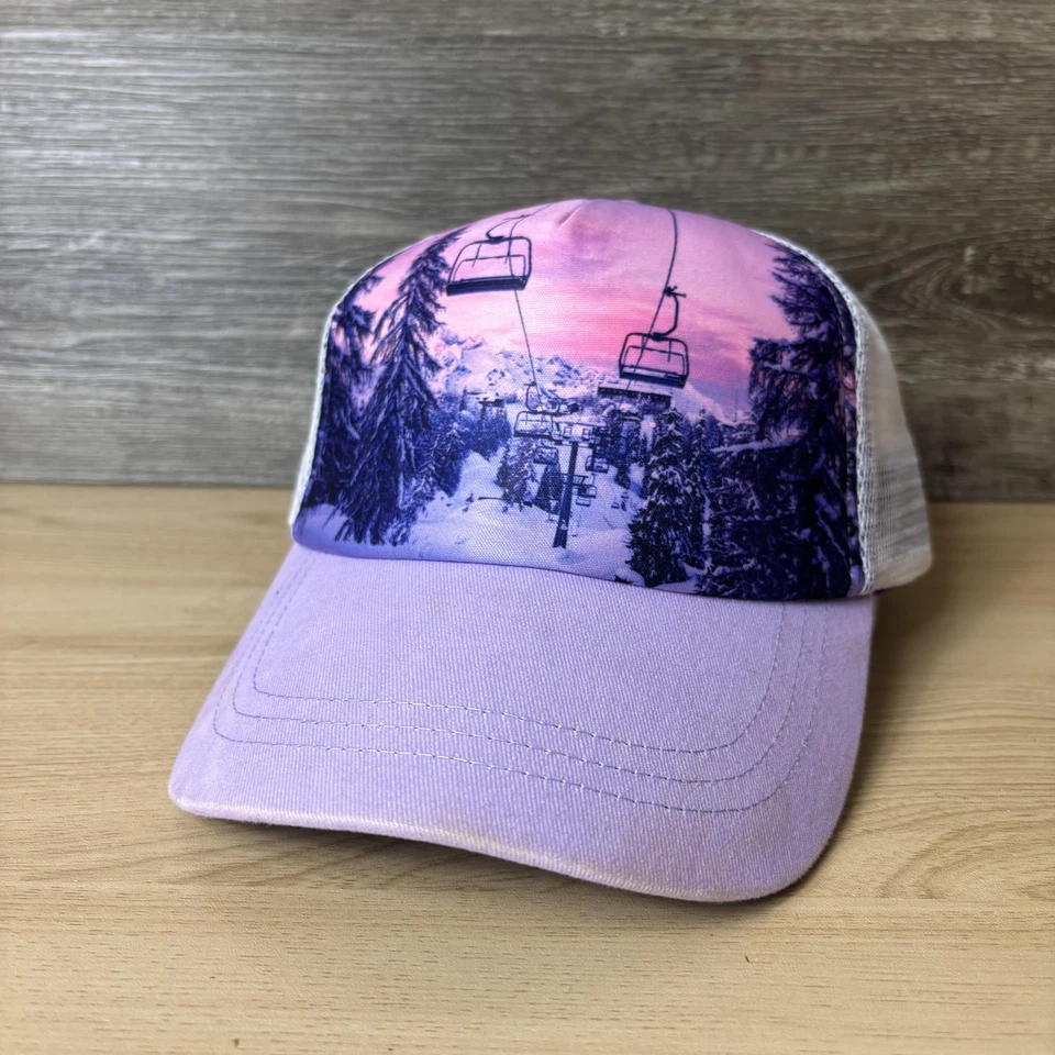 Gorra de piel de tortuga espalda a presión púrpura blanco camionero malla elevador de esquí montaña para hombre Foto 4 de 4