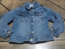 Disney Store Girls Denim Jacket Sz 4 XS Princess Cinderella, Belle, Aurora