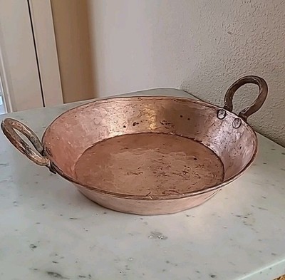 Antique Solid Copper Pot Hand Forged & Hammered with handles Jelly Or Braissure 