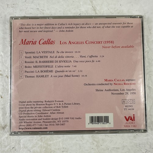 1958 Los Angeles Concert by Callas, Maria (CD, 1999) - Picture 2 of 2