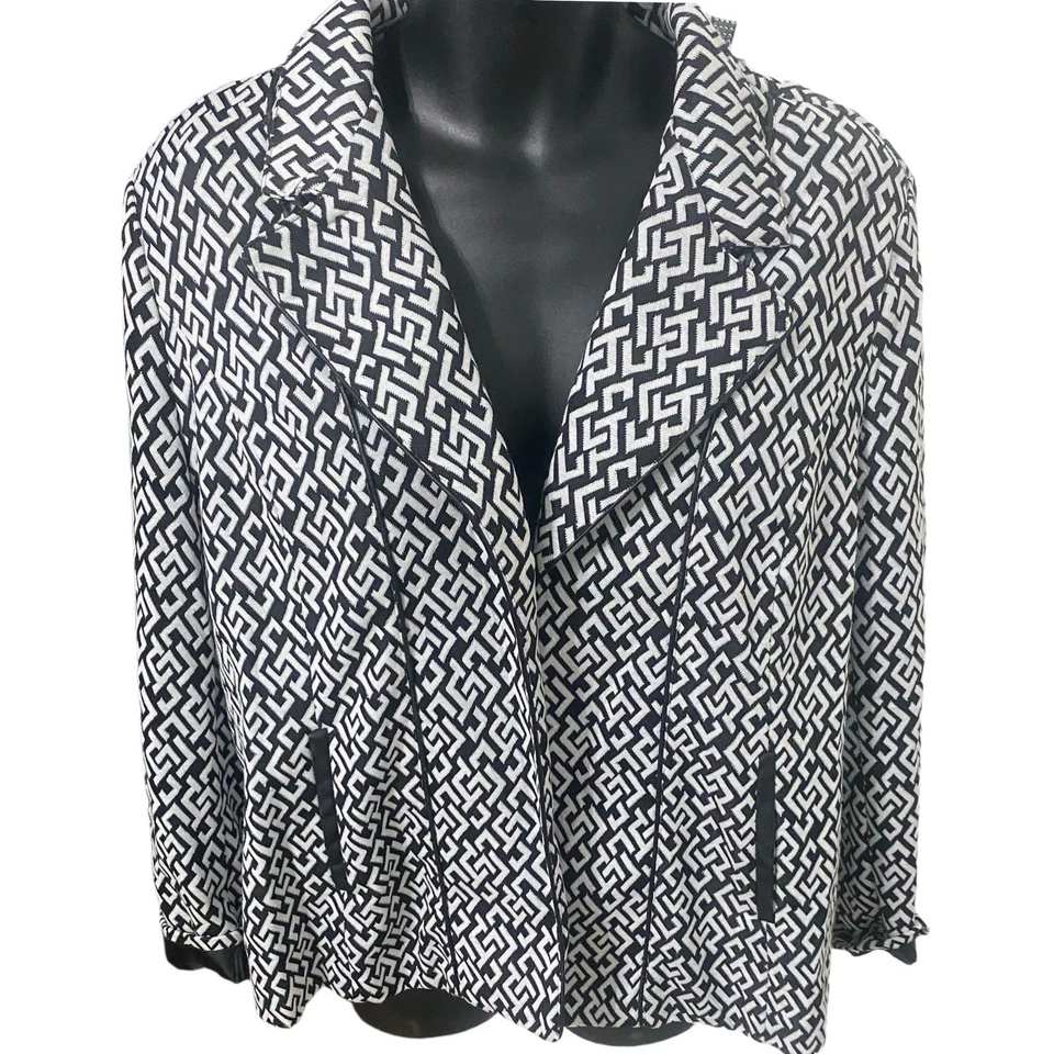 Chaqueta Blazer Dressbarn Frente Abierto Para Mujer Talla Grande 3X Negra/Blanca Nueva Con Etiquetas Foto 2 de 4