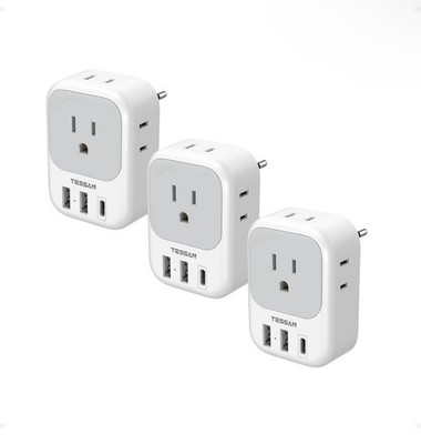 TESSAN European Travel Plug Adapter USB C 3 Pack US to Europe Plug Adaptor US