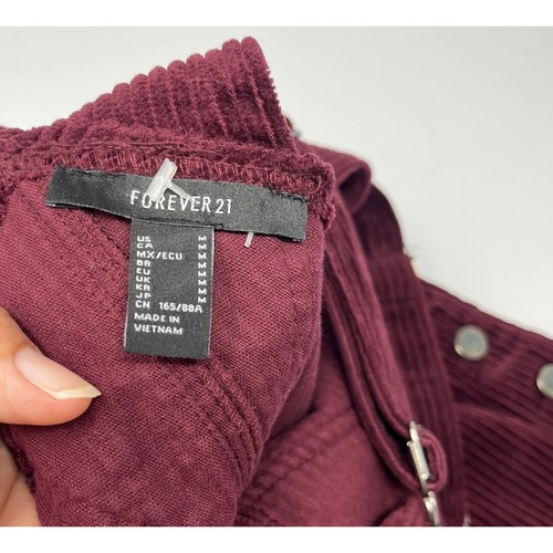 Forever 21 Woman's Maroon Overall Corduroy Dress Size M Pre-Owned Good Condition - Picture 3 of 7