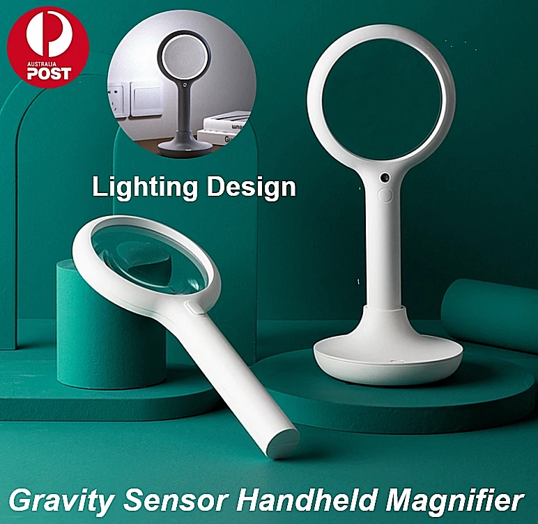 3X Handheld Magnifying Glass Gravity 45 LED Light Adjustable Night Light Reading