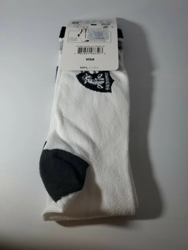 NFL Oakland Raiders Team Logo Men Dress Socks Peace and Love Medium 5-10  - Image 3 of 3