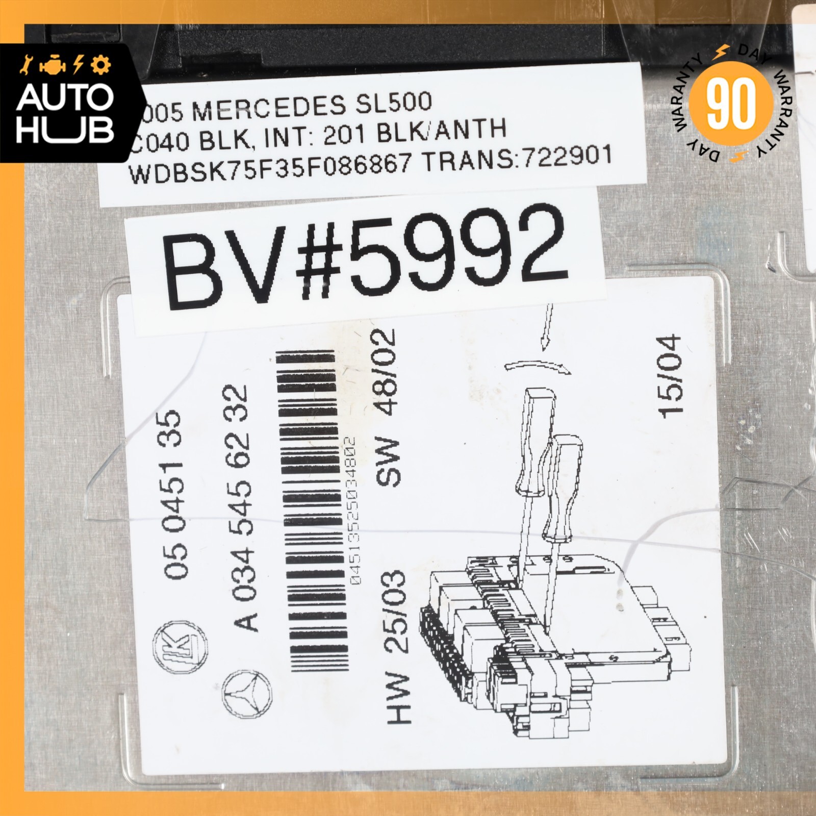 03-12 Mercedes R230 SL500 SL55 AMG Rear SAM Fuse Box Relay Module OEM