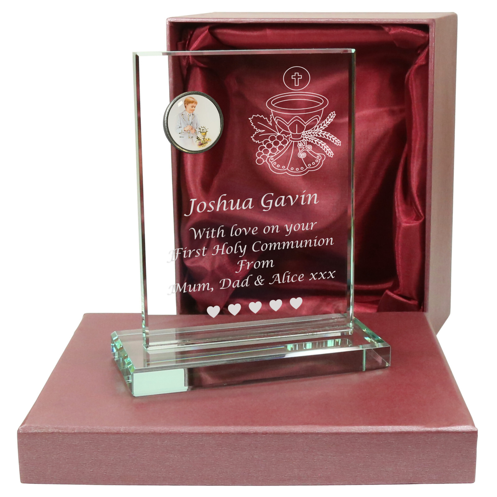 Personalised Engraved Boy's 1st Holy Communion Glass Keepsake Gift For a Boy