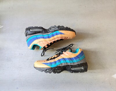 Nike Air Max 95 Premium Mega Blue Black Tan Leather Men 8.5