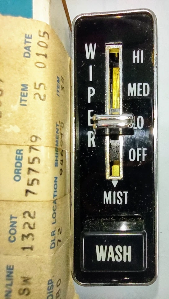 NOS GM 1496580 1971 1972 All Cadillac Windshield Wiper Washer Switch OEM NIB - Image 3 of 4