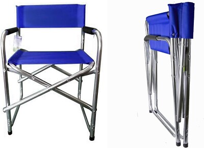 Aluminium-Regisseur-Klappstuhl Blau mit Armlehnen für Campinggarten