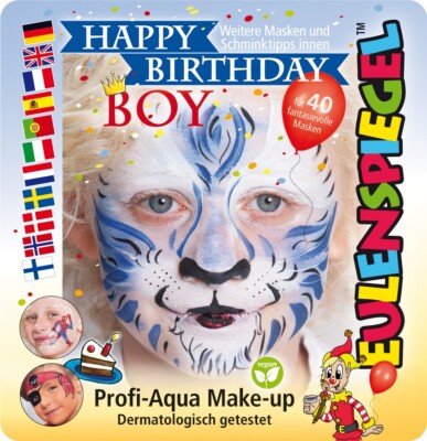 Eulenspiegel Motiv-Set Happy Birthday Boy Schmink-Set mit Anleitung und 1 Pinsel