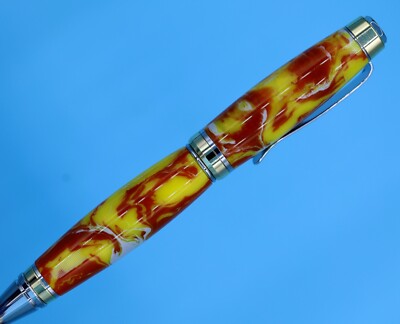 Big Ben Gold and Chrome Two Tone Cigar Ballpoint Pen in Candy Corn Limited #145