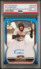 2023 Bowman Vaun Brown 1st Blue Refractor Auto /150 PSA 10 #CPAVB Giants 386