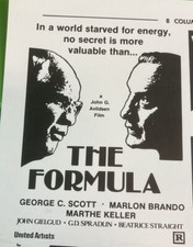 THE FORMULA Movie Mini Ad Sheet Vintage Promo Advertising Poster Clip Art