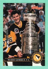 (1) MARIO LEMIEUX 1995-96 KELLOGGS # NO PENGUINS THE CUP  CREASED CARD (I9097)