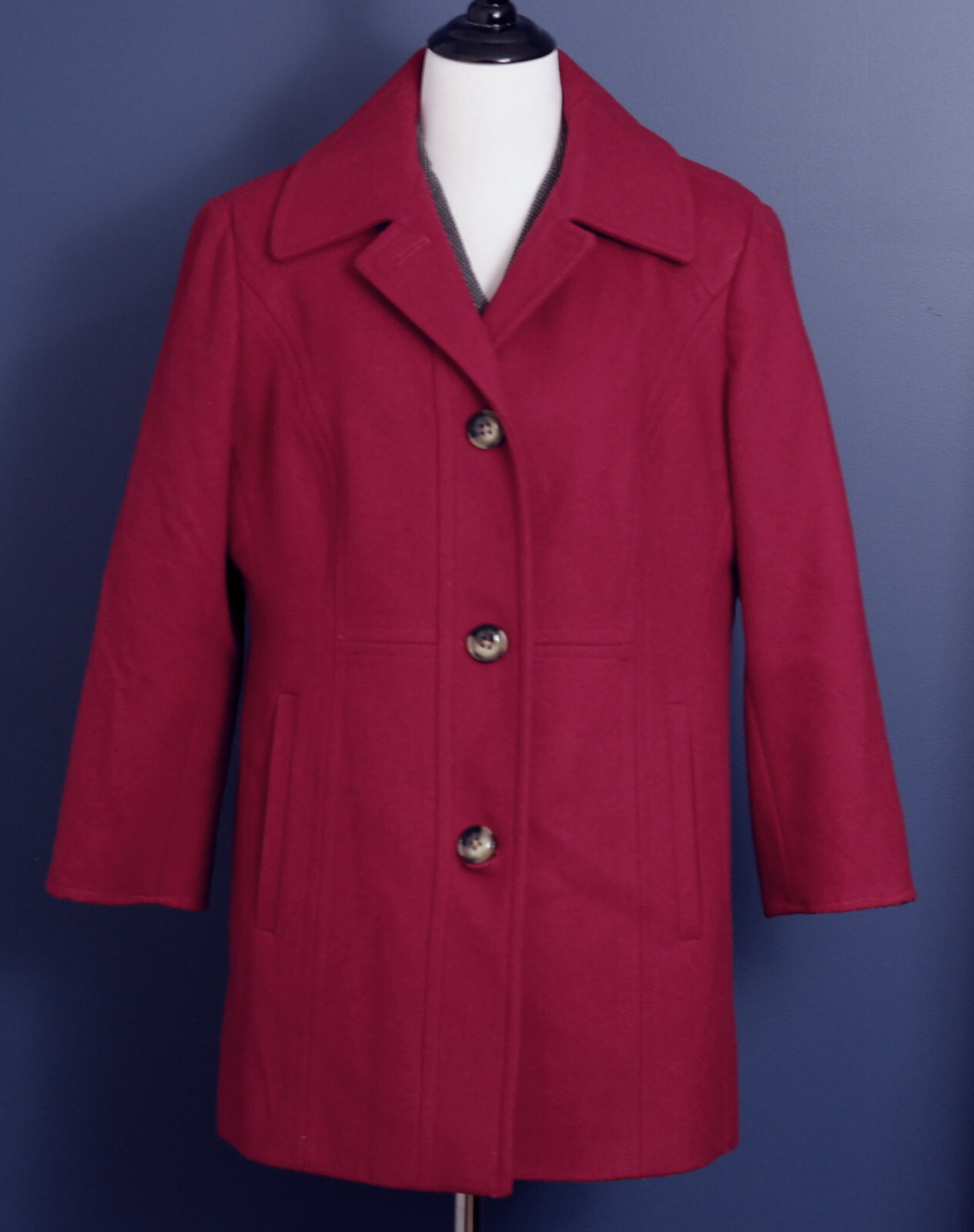 Women's London Fog 100 Wool Wine Colored Coat, Size Large eBay