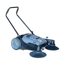 Tomahawk Industrial 38" Walk Behind Push Sweeper with Triple Power Side Broom...