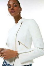 White Leather Jacket Women Pure Lambskin Biker Size S M L XL XXL Custom Fit- 321
