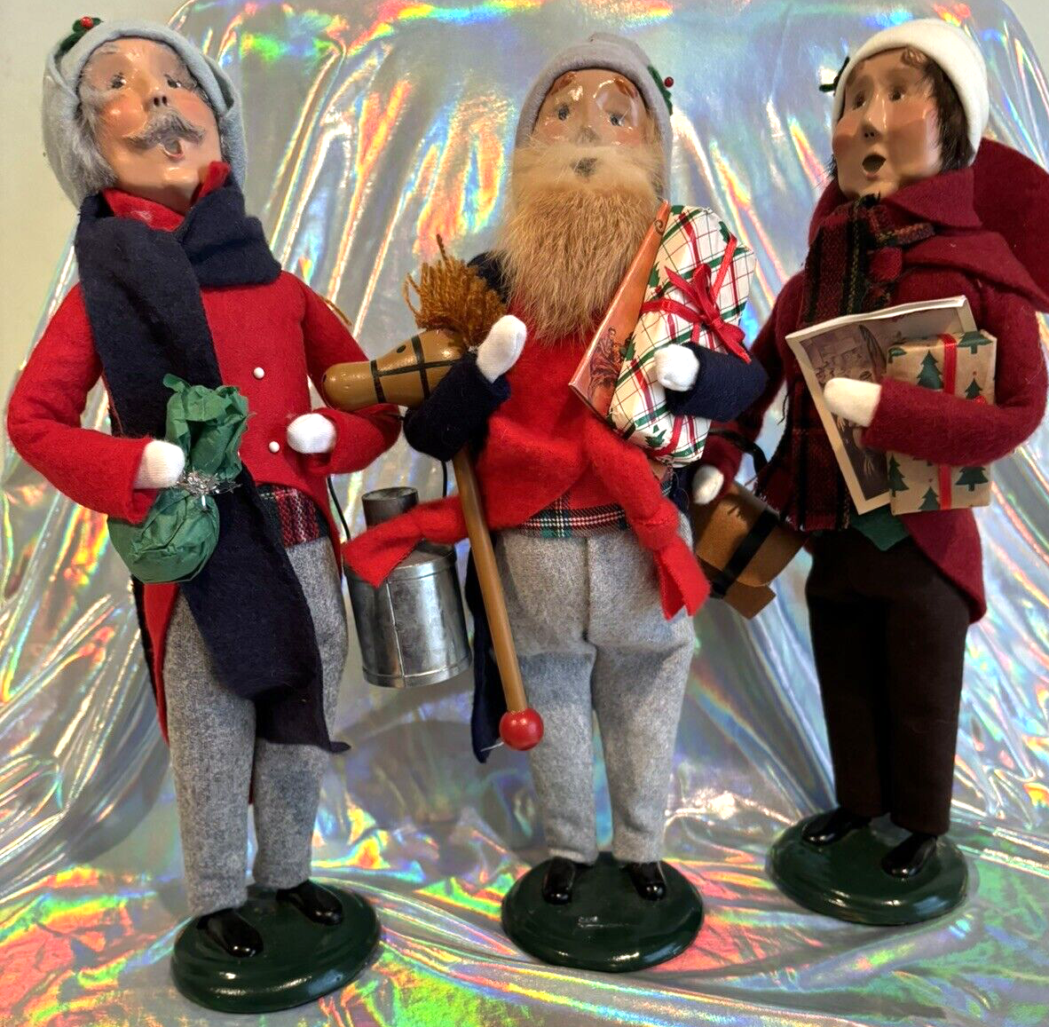 Byers' Choice Lot 3 Victorian Christmas Carolers Men with Gifts Made in USA