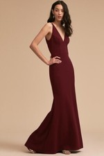 BHLDN Jones Maxi Formal Crepe Dress  Size 14 In Burgundy