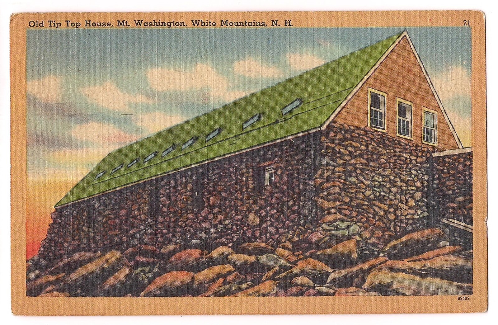 OLD TIP TOP HOUSE Mt Washington White Mountains Postcard NH Linen 1954