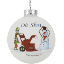 Tree Buddees Oh Sht Funny Snowblower vs Snowman Glass Bulb Ornament Funny Xmas