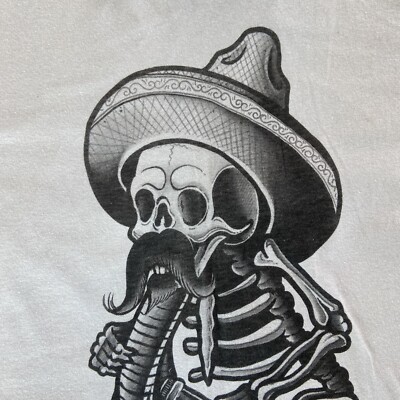 T-shirt Dia De Los Muertos Tequila Mexico - Motif Squelette Multicolore - Taille Unisexe - Neuf Avec étiquette